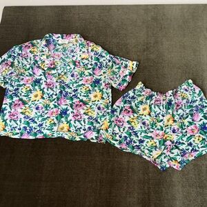 Victoria's Secret Floral Lounge Set in White, Pink & Green